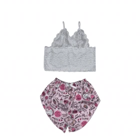 ست نیمتنه گیپور و شلوارک مدل 154