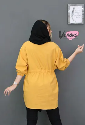 مانتو یقه انگلیسی کمرگت