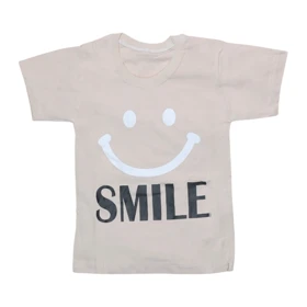 ست تیشرت آستین کوتاه و شلوارک بچگانه مدل لبخند کد PJ1151 رنگ کرم