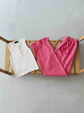 ست لباس راحتی پیژامه و تاپ زنانه