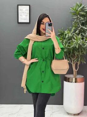 مانتو داکرون کمربندی بالا جیب نما