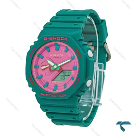 ساعت کاسیو جیشاک GA-2100 مردانه سبز صورتی Casio-7328-G