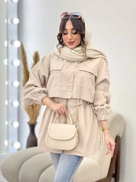 بارانی ژیله دکمه دار جیب پاکتی