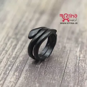 انگشتر مشکی دخترانه و پسرانه ساده طرح مار