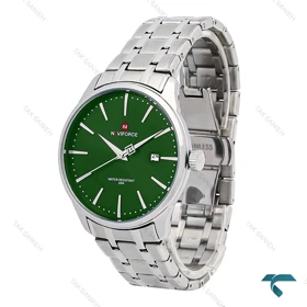 ساعت مردانه نیوی فورس NF9230 سیلور صفحه سبز NaviForce-7053-G