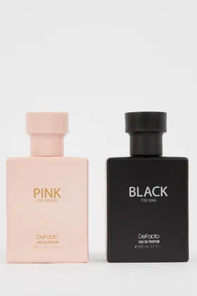 عطر مردانه مشکی 50 میلی لیتری عطر زنانه صورتی 50 میلی لیتری ست 2 گیفت X9643AZNS