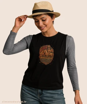 تاپ مردانه و زنانه طرح نقش رستم تلفیق با هنر فرش ایرانی