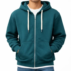 سویشرت اسپرت با کلاه، سبز سه نخ تو کرکی استایل شیک و مینیمال 5003