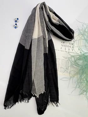 شال نخی دورنگ 20683 (مشکی)