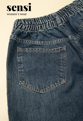 شلوار جین هالف بگ کمر کش زاپ‌دار کد1000563