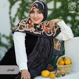 روسری نخ پنبه نقشینه (قهوه ای)