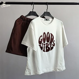 ست تیشرت و شورتک good vibes کد 127
