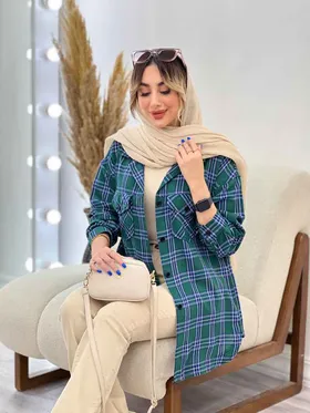 مانتو چهارخونه دو جیب پاکتی