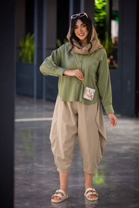 مانتو خطی ژاکارد پری
