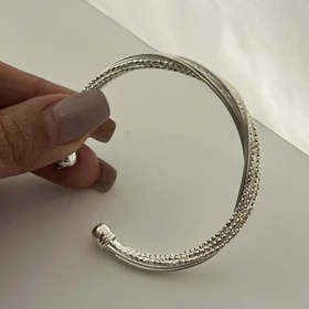 دستبند / بنگل طرح تراش آبکاری نقره