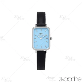 ساعت دنیل ولینگتون زنانه کوادرو قاب نقره ای صفحه آبی بند چرم 107120