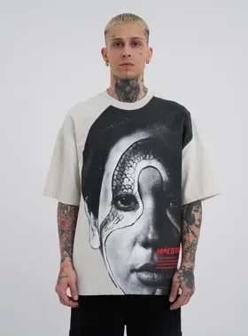 تیشرت مردانه Macstar Snake Face Oversize Grey M2072