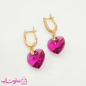 گوشواره دخترانه ژوپینگ سواروسکی با قلب بنفش