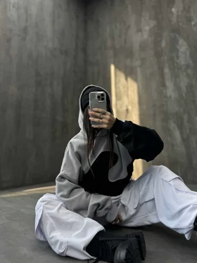 هودی 2 رنگ نیم‌تنه