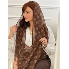 شال حریر مجلسی گاندوزی طرح لوئوه