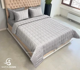 روتختی 6 تکه مدل کتان باکس مخمل (طوسی روشن)