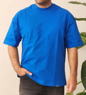 تیشرت آبی ساده باکسی