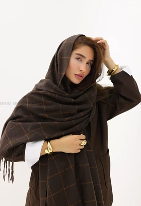 شال بافت موهر چهارخونه کد1004422