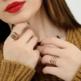 انگشتر خطی نگین‌دار ژوپینگ کد 206