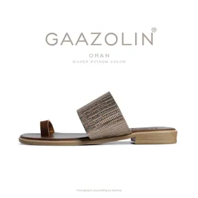 صندل اران گازولین نقره‌ای پیتون - GAAZOLIN Oran Sandals Silver Python