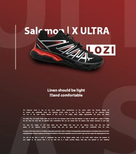 کفش کتانی مردانه و زنانه مشکی طوسی قرمز سالومون Salomon X ULTRA