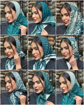 مینی اسکارف نخی کالکشن سبز زمردی پاییزه