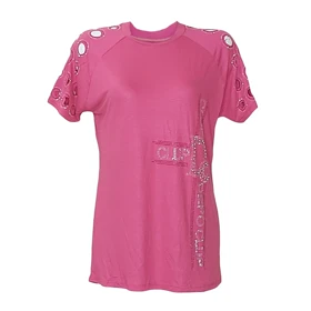 تیشرت زنانه ویسکوز نگین‌دار مجلسی لیزری