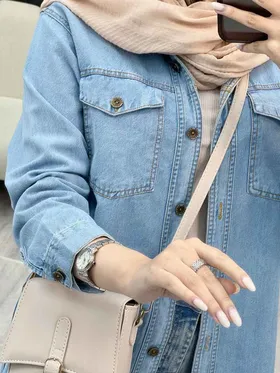 مانتو جین دو جیب پاکتی مرسانا