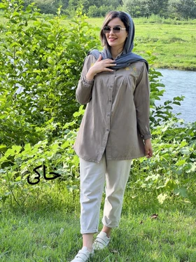 شومیز مانتویی لینن گلی