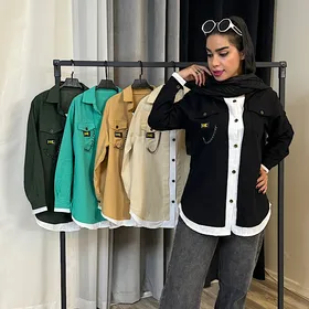 مانتو شومیز زنانه لینن طرح دوتیکه