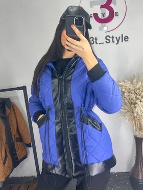 کاپشن زنانه مموری ترکیب با چرم