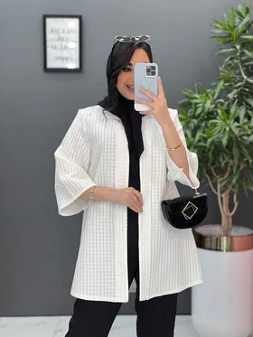 مانتو ژاکارد حصیری یقه گرد