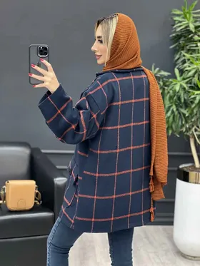 پالتو چهارخونه آستین پاگن