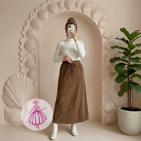 دامن مخمل کبریتی دوجیب بلند در رنگبندی متنوع(کد1426)