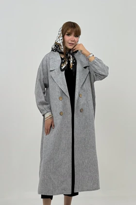 مانتو بلند داماسک آسو (طوسی)