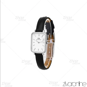 ساعت دنیل ولینگتون زنانه کوادرو قاب نقره ای صفحه سفید بند چرم 107041