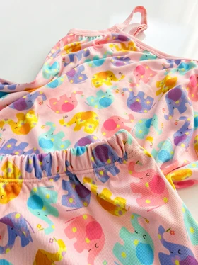 ست لباس خواب تاپ و شورتک نخ پنبه طرح فیل