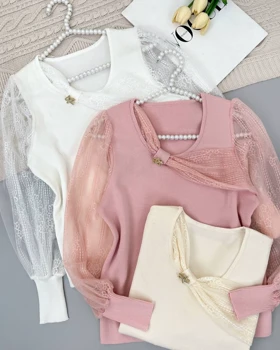 پلیور بافت استین گیپور کد 4422