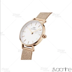 ساعت دنیل ولینگتون زنانه رزگلد بند حصیری ایندکس خطی اسمال 106650