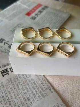 انگشتر تکست کلمه آبکاری نقره طلایی