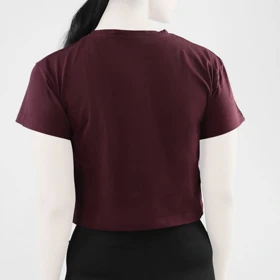کراپ آستین کوتاه ورزشی زنانه جیم شارک مدل PB-4L1188 زرشکی