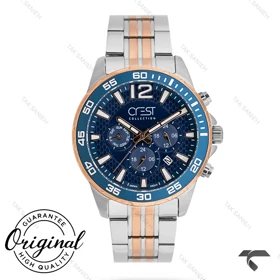 ساعت کرست مردانه 6267-3 صفحه آبی بند رزگلد Crest-10876-G