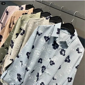 مانتو شومیزی زنانه گل‌دار راه راه