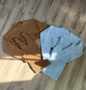 تاپ دو تیکه دورنگ بافت