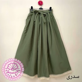 دامن لینن منگو حاشیه نواردوزی در رنگبندی متنوع